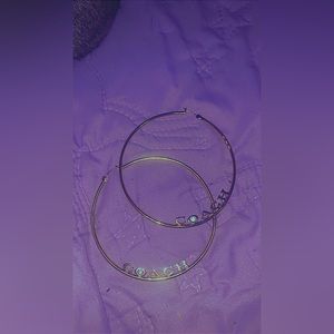 New Coach Hoop Clasp earrings Gold with rhinestone accent